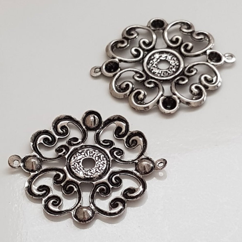 Flower charm Metal N°019 Silver