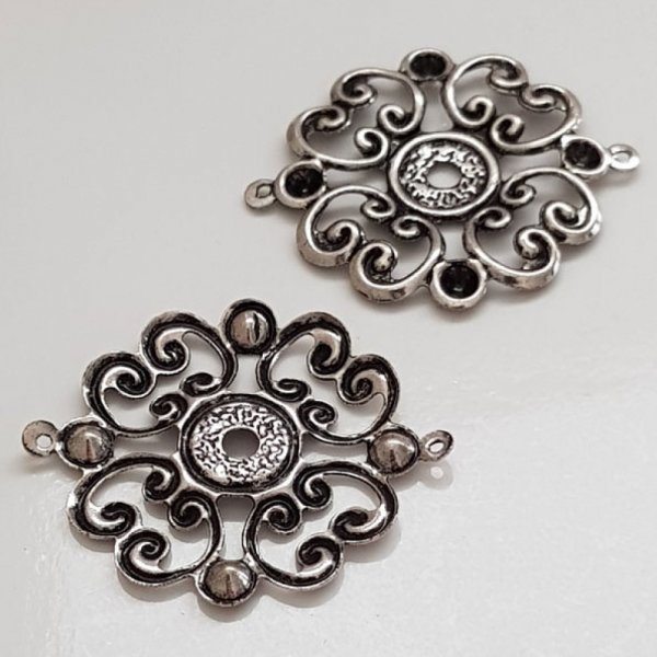 Flower charm Metal N&deg;019 Silver