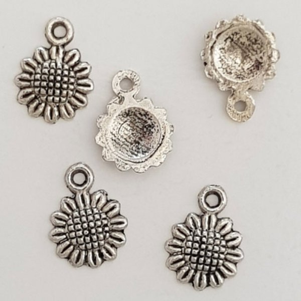 Flower charm Metal N&deg;037 Silver