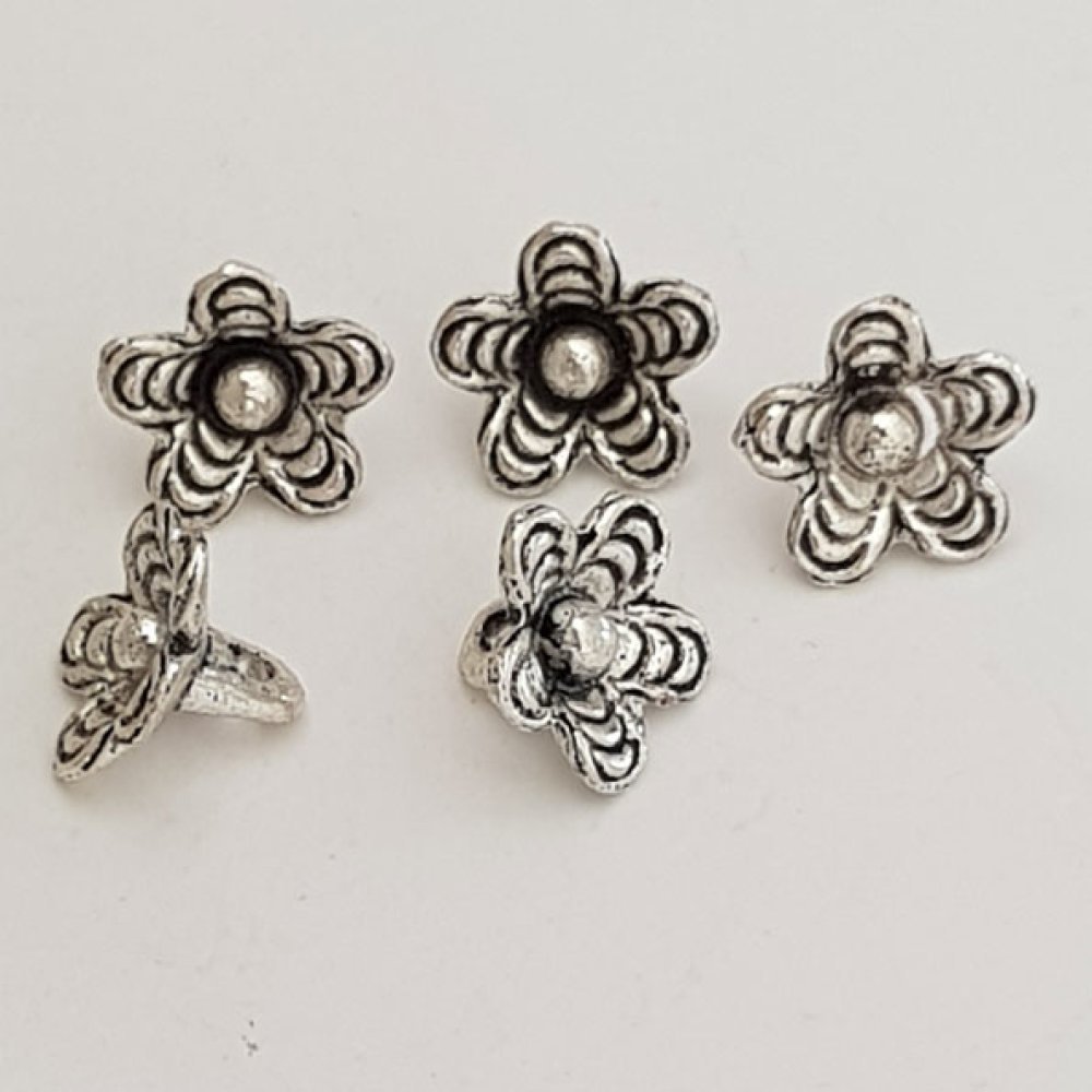 Flower charm Metal N°039 Silver