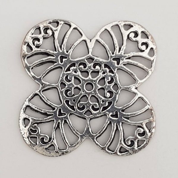 Flower charm Metal N&deg;054 Silver