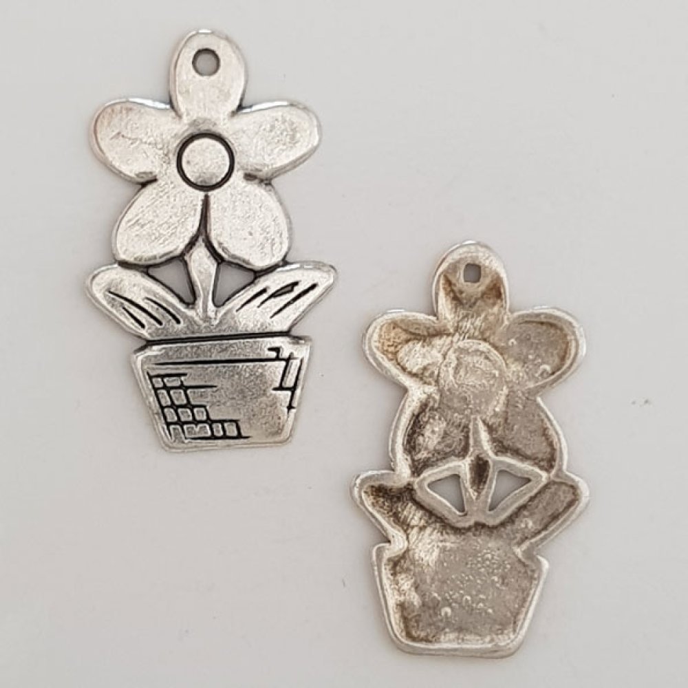 Flower charm Metal N°056 Silver