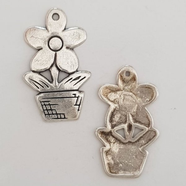 Flower charm Metal N&deg;056 Silver