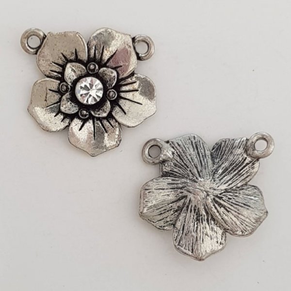 Flower charm Metal N&deg;061 Silver