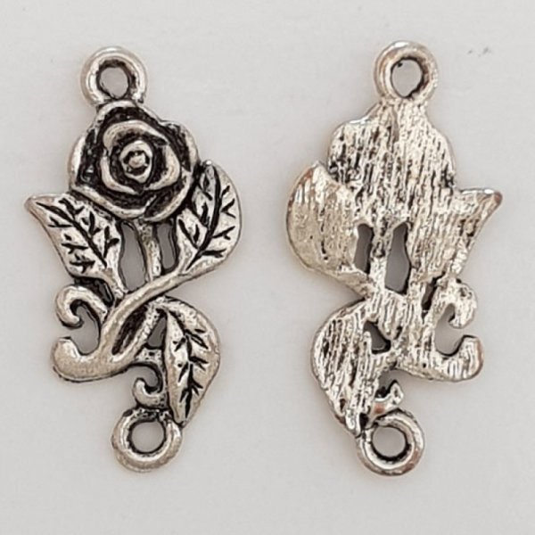 Flower charm Metal N&deg;071 Silver