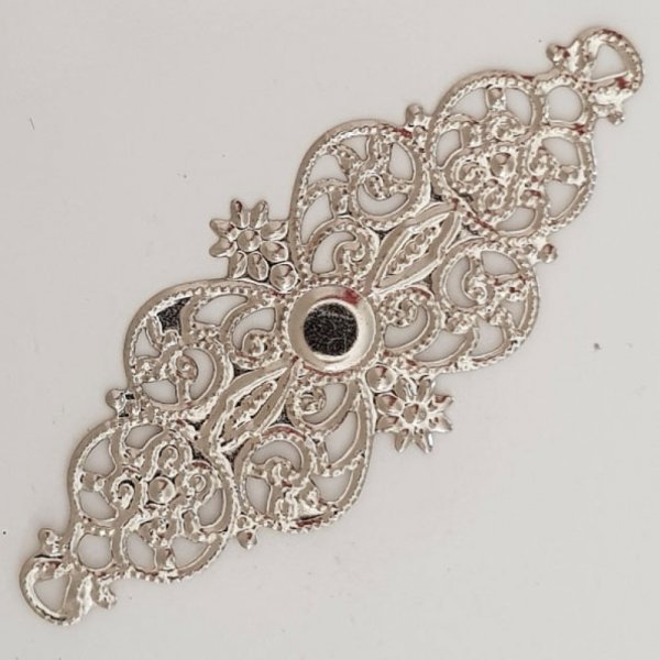 Metal Flower Charm N&deg;098 Silver Engraving