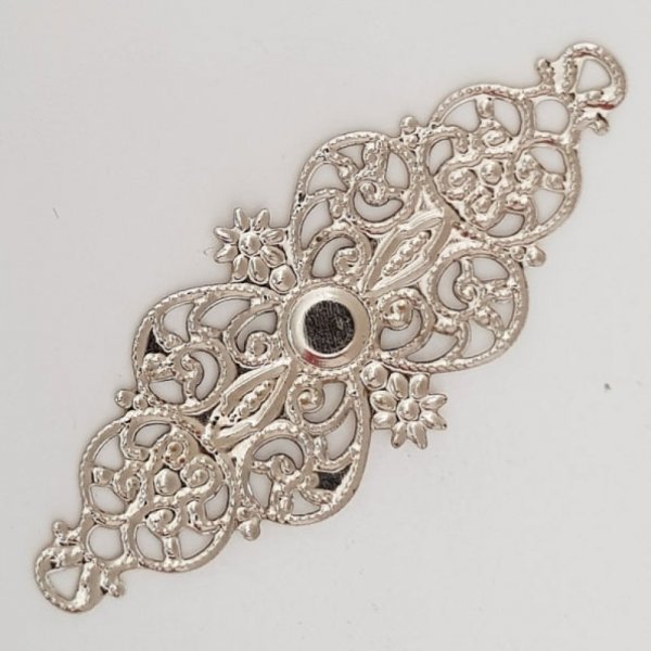 Metal Flower Charm N&deg;098 Silver Engraving