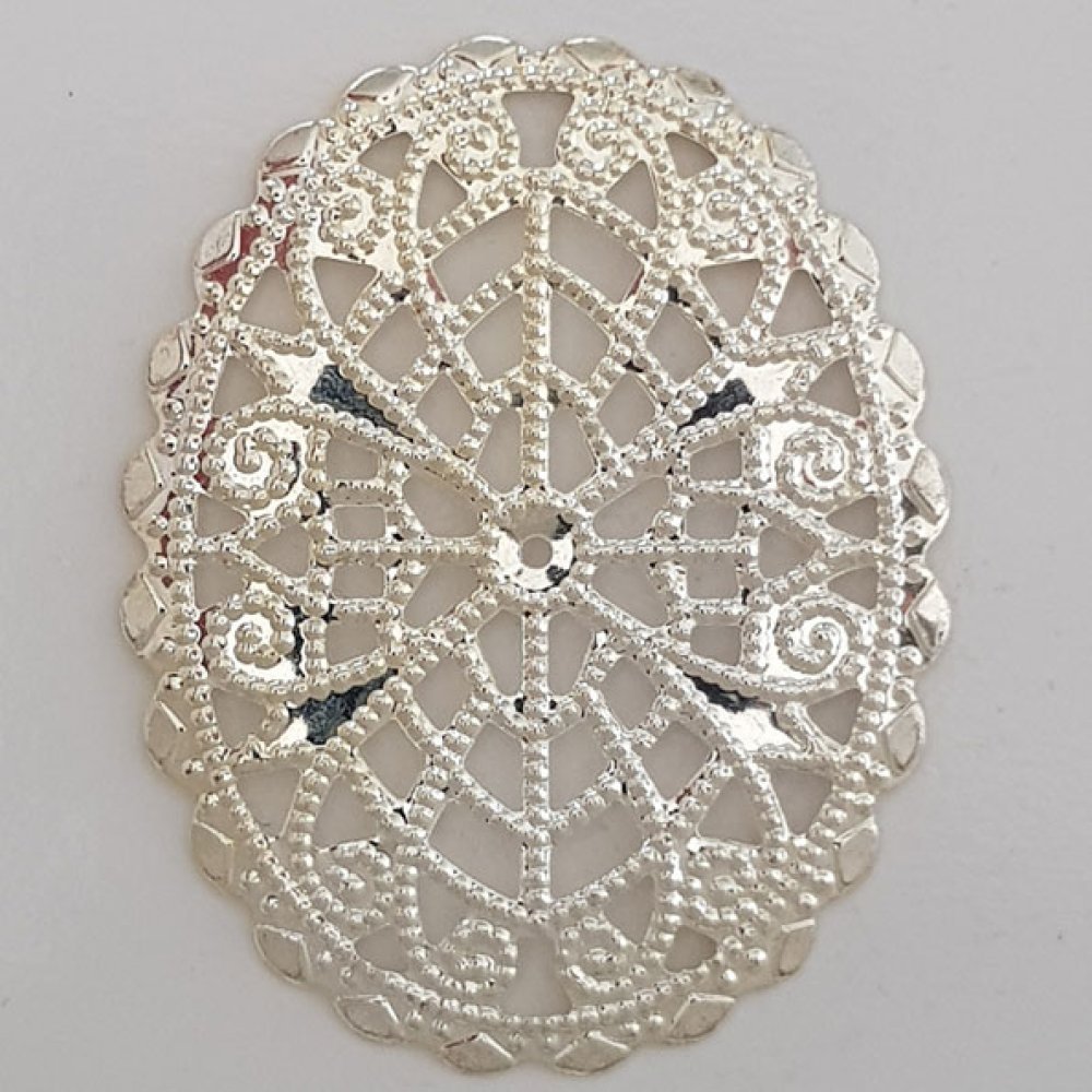 Metal Flower Charm N°103 Silver Engraving