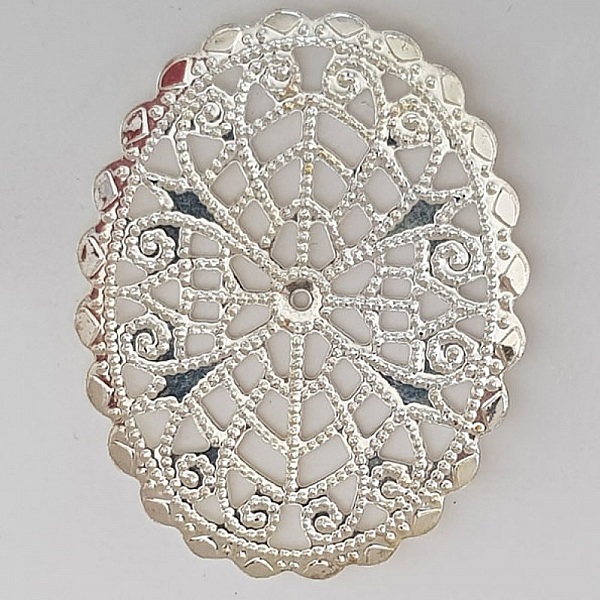 Metal Flower Charm N&deg;103 Silver Engraving