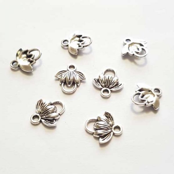 Flower Charm Metal N&deg;120 x 10 pieces Silver
