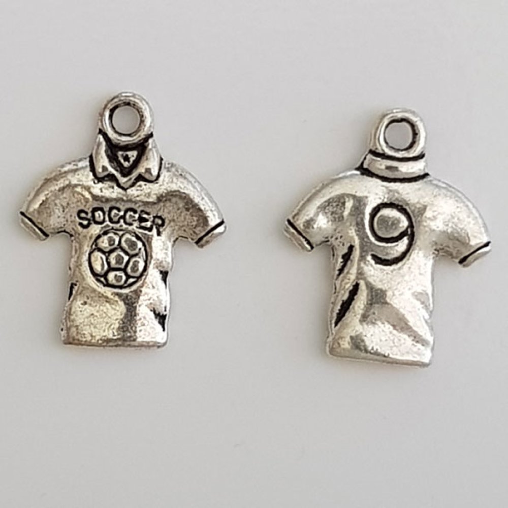 Silver Football Shirt Sport Ball Charm