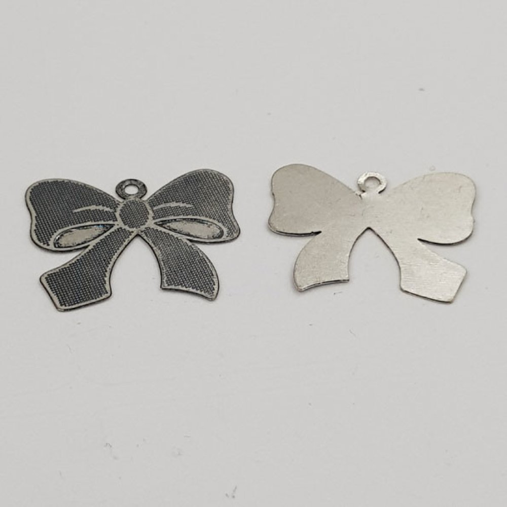 Silver bow tie charm No. 17 Charm bow tie ribbon fine metal