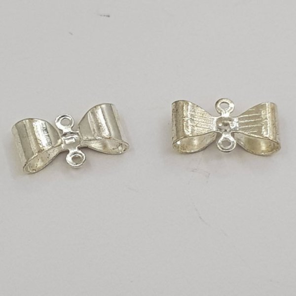 Silver bow tie charm N&deg;19 silver metal bow tie charm