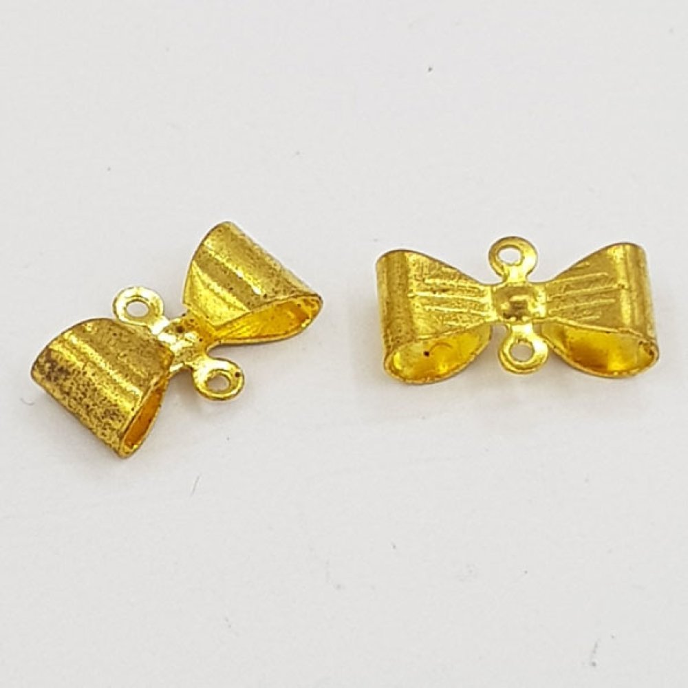 Charm Node N°19 bow tie charm gold metal ribbon