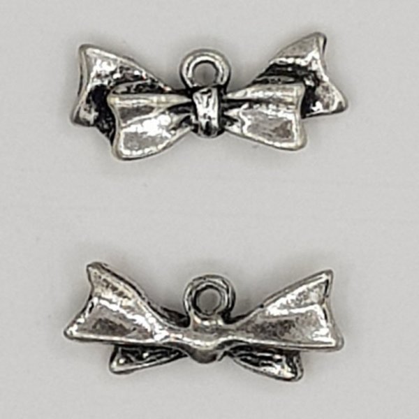 Silver bow tie charm N&deg;20 silver metal bow tie charm