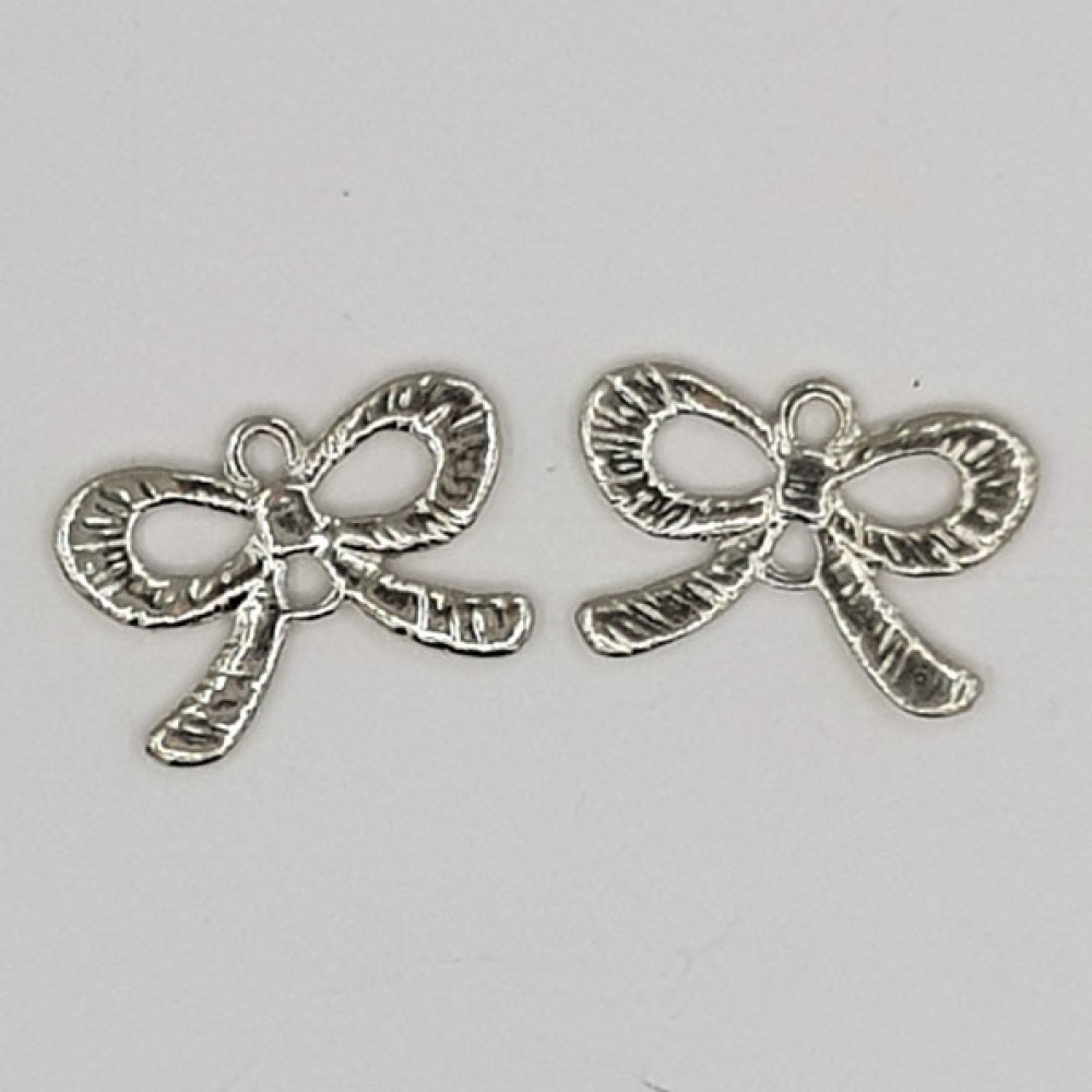 Silver Bow Tie Charm N°23 Metal Bow Tie Charm