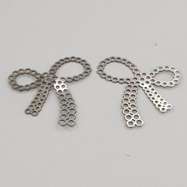 Silver Bow Tie Charm N&deg;24 Metal Bow Tie Charm