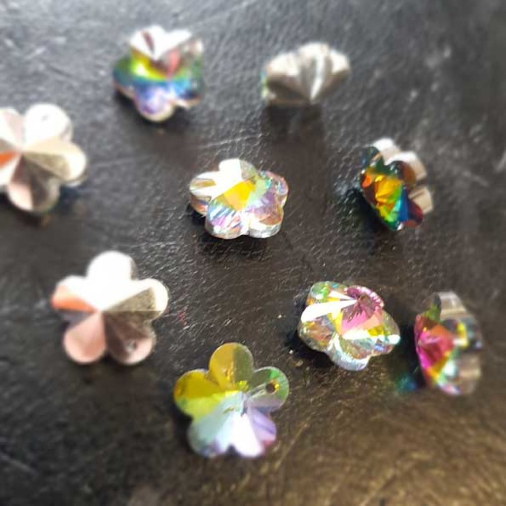Flower faceted glass pendant charm N°04-02