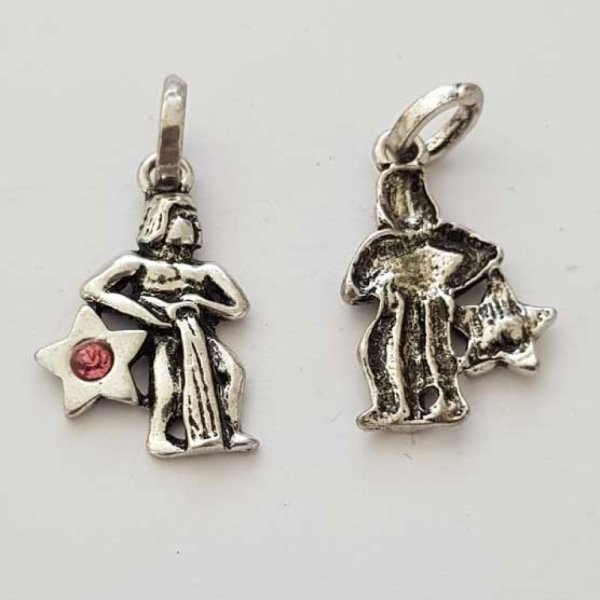 Aquarius Zodiac Sign Charm Silver Metal N&deg;03 with rhinestones