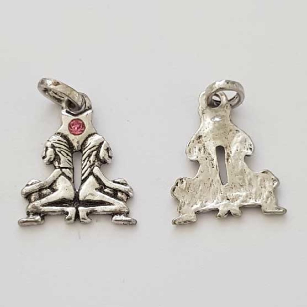 Gemini Zodiac Sign Charm Silver Metal N°03 with rhinestones