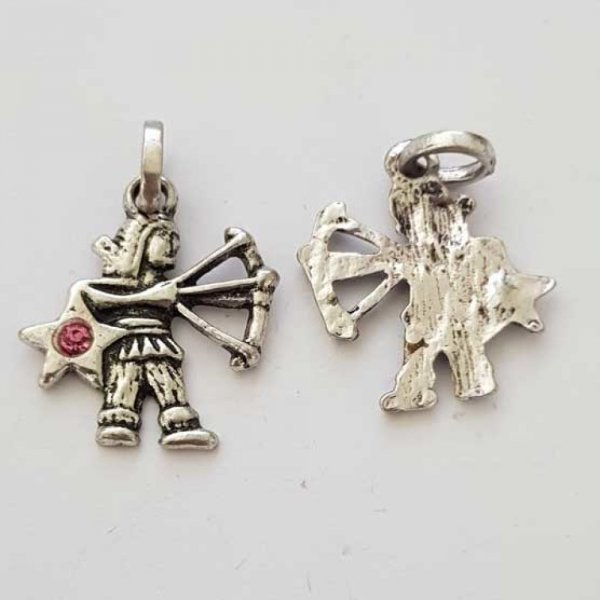 Zodiac sign charm Sagittarius Silver Metal N&deg;03 with rhinestones