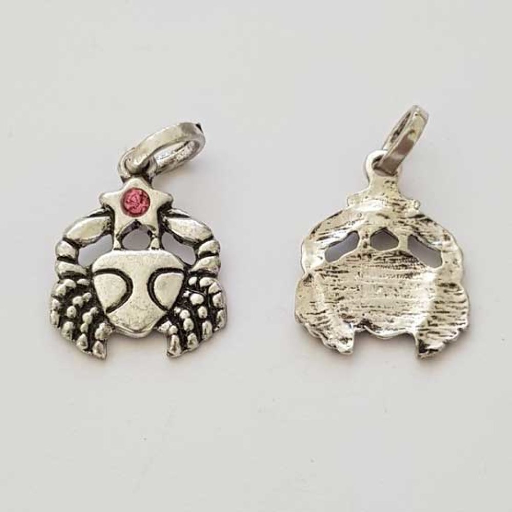 Charm Zodiac sign Cancer Silver Metal N°03 with rhinestones