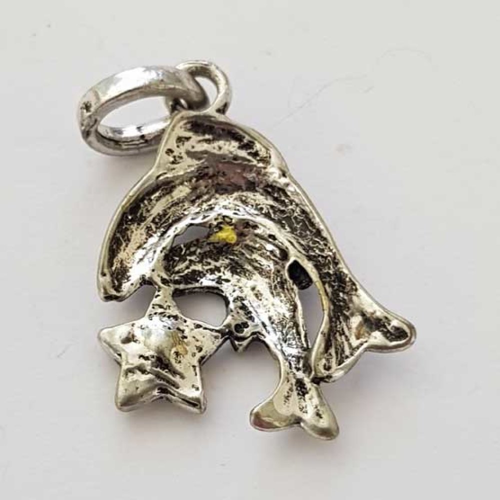 Zodiac sign charm Pisces Silver Metal N°03 with rhinestones