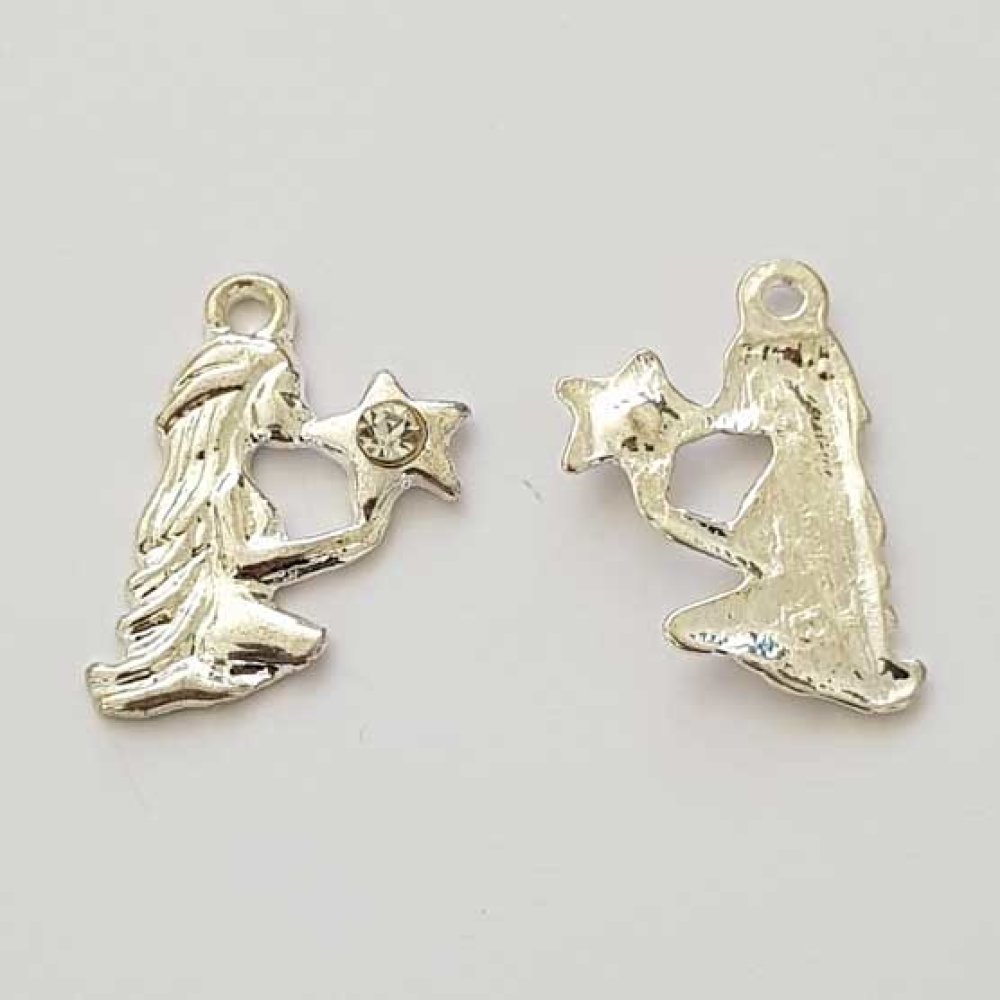 Virgo Zodiac Sign Charm Silver Metal N°04 with rhinestones