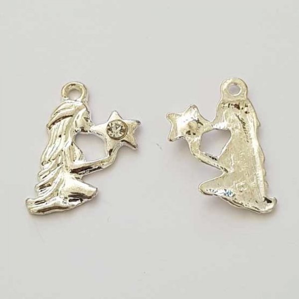 Virgo Zodiac Sign Charm Silver Metal N&deg;04 with rhinestones