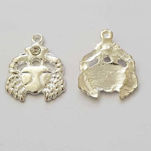Charm Zodiac sign Cancer Silver Metal N&deg;04 with rhinestones