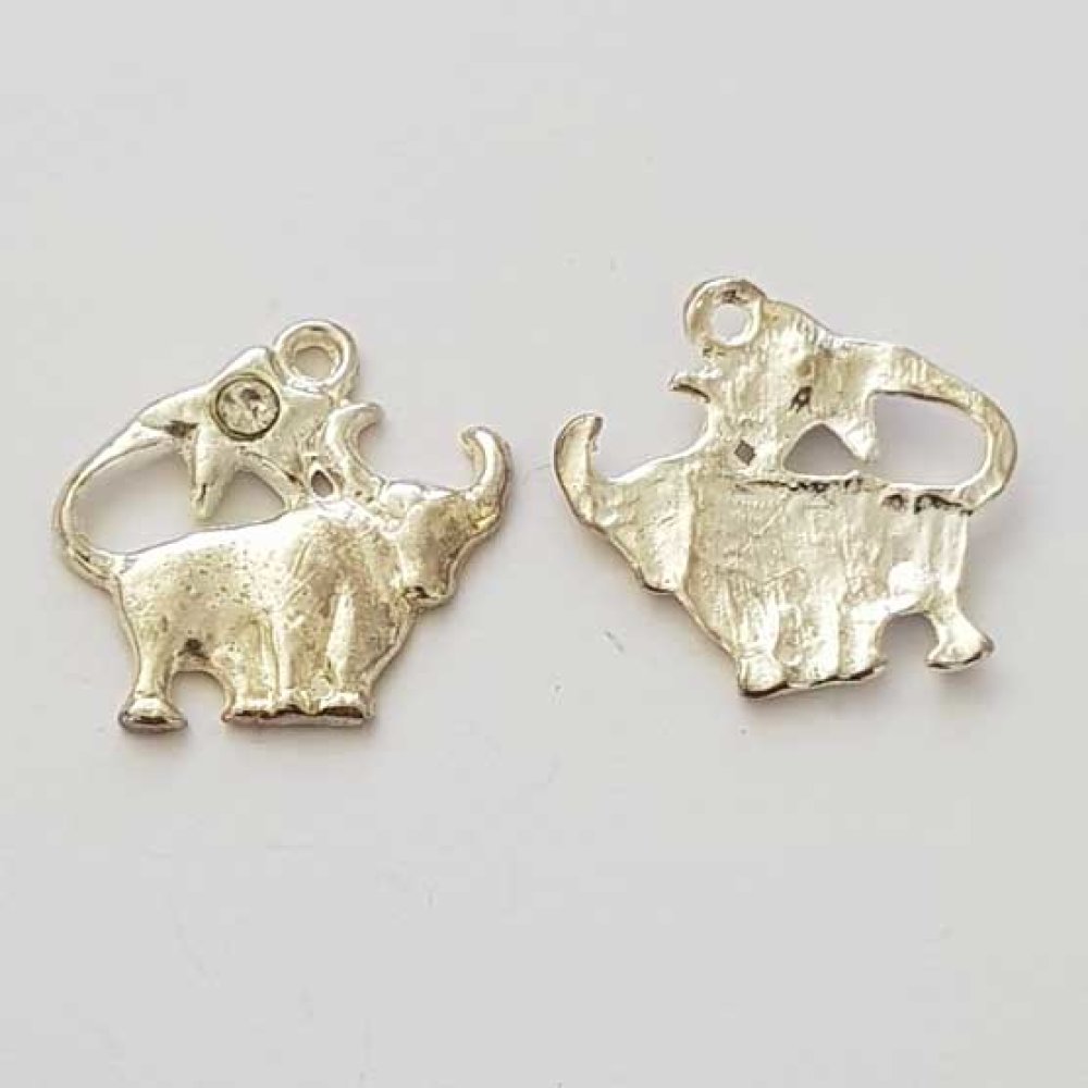 Zodiac sign charm Taurus Silver Metal N°04 with rhinestones