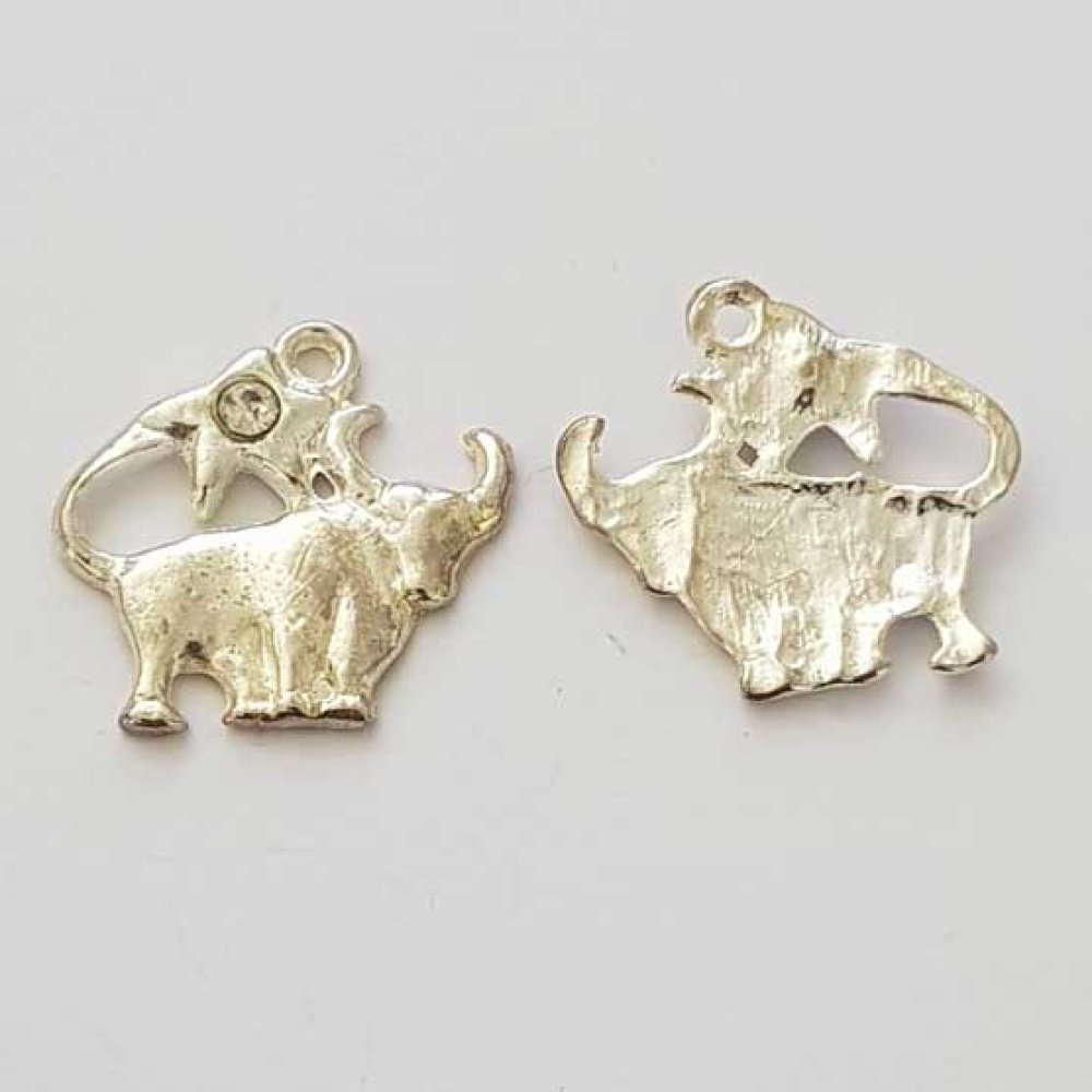 Zodiac sign charm Taurus Silver Metal N°04 with rhinestones