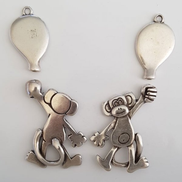 Monkey Charm N&deg;02 Zamak (Silver plated)