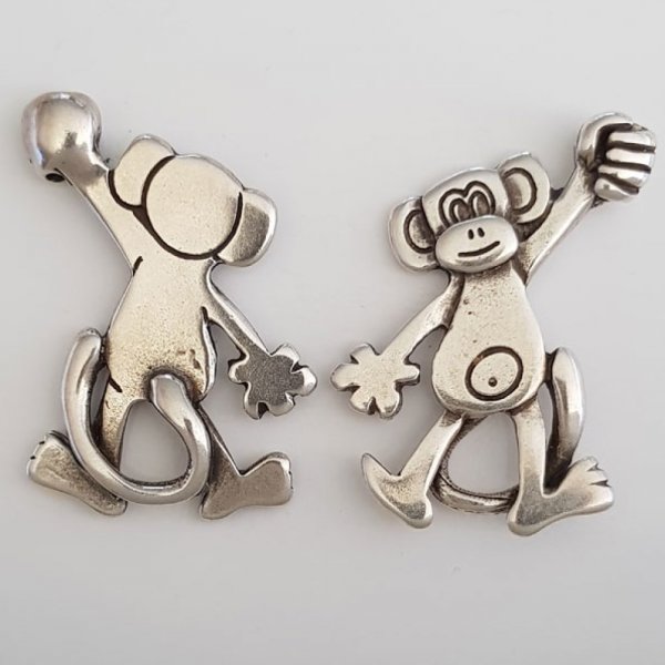 Monkey Charm N&deg;02 Zamak (Silver plated)