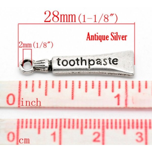Toothpaste Tube Silver Charm