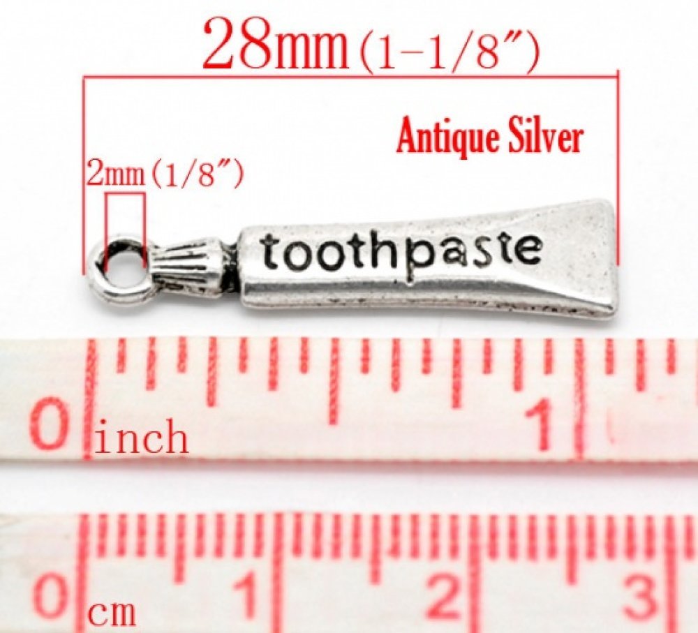 Toothpaste Tube Silver Charm