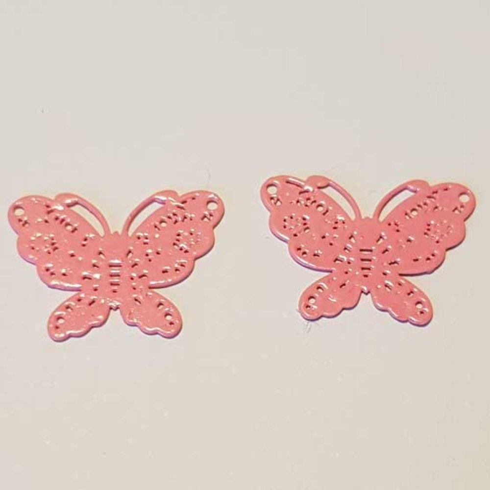 Breloque papillon N°21 Rose 15 x 20 mm