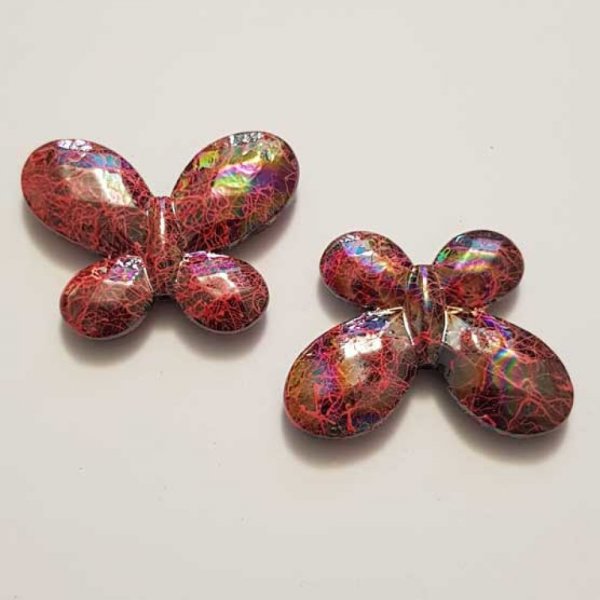 Breloque papillon N&deg;36 Rouge 34 x 44 mm
