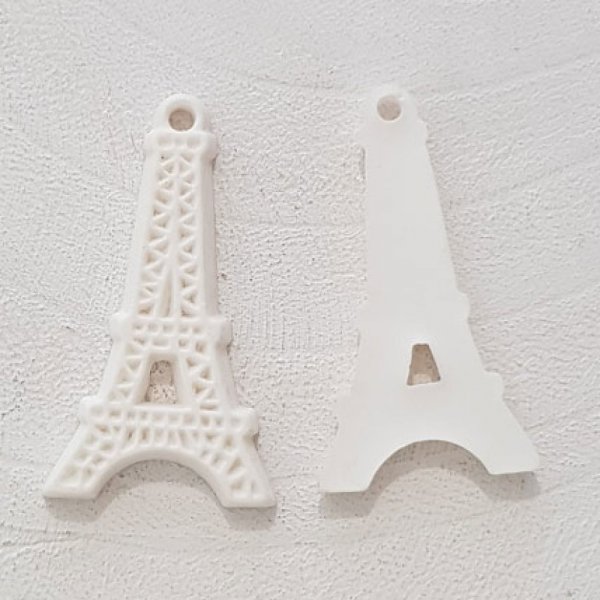 White resin Eiffel Tower pendant charm