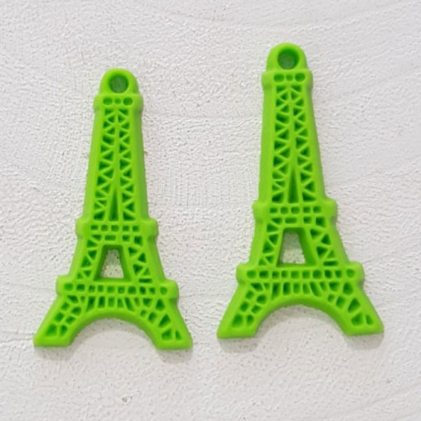 Green resin Eiffel Tower pendant charm