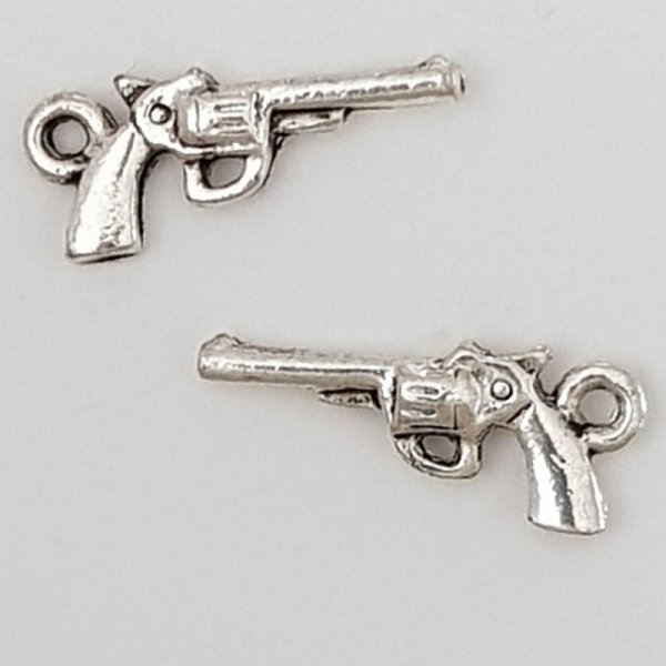 Charm revolver pistol N&deg;01 Silver x 10 pieces