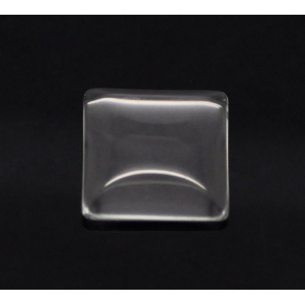 Cabochon Square 15 x 15 mm in transparent burr glass N&deg;26