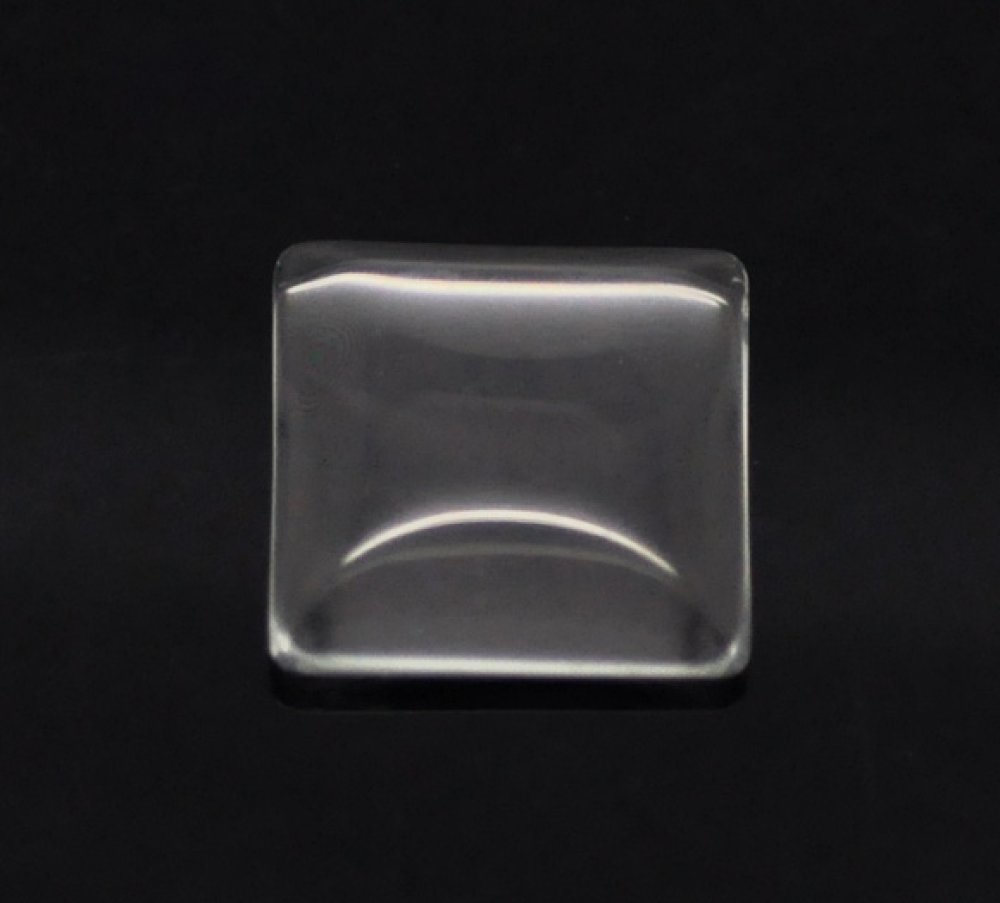 Cabochon Square 15 x 15 mm in transparent burr glass N°26