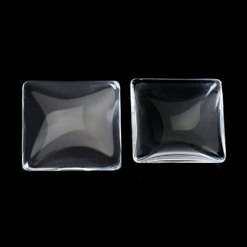 Cabochon Square 20 x 20 mm in transparent burr glass N°27