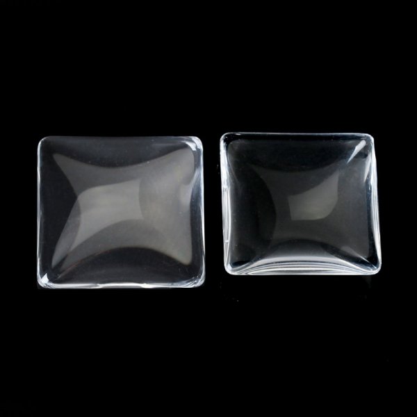 Cabochon Square 20 x 20 mm in transparent burr glass N&deg;27