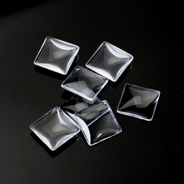 Cabochon Square 20 x 20 mm in transparent burr glass N&deg;27