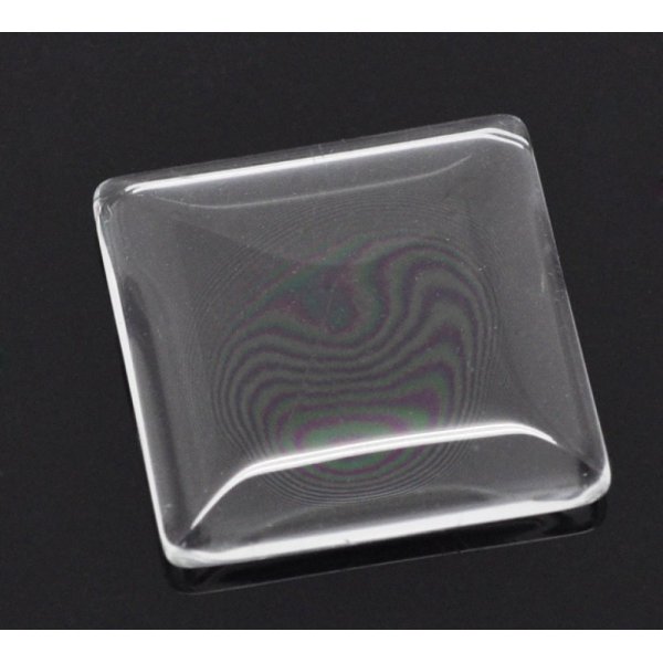 Cabochon Square 25 x 25 mm in transparent burr glass N&deg;28