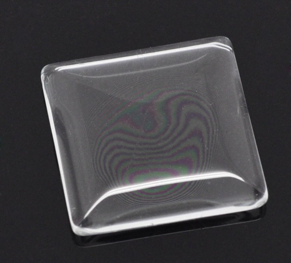 Cabochon Square 25 x 25 mm in transparent burr glass N°28