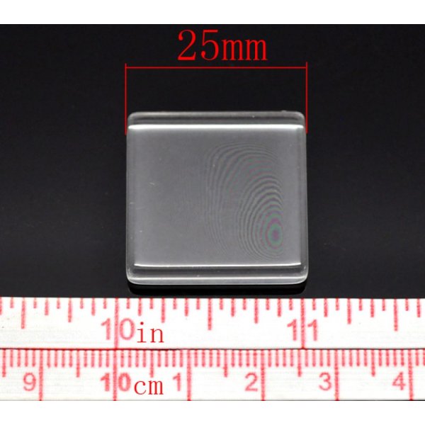 Cabochon Square 25 x 25 mm in glass Tile transparent No. 29