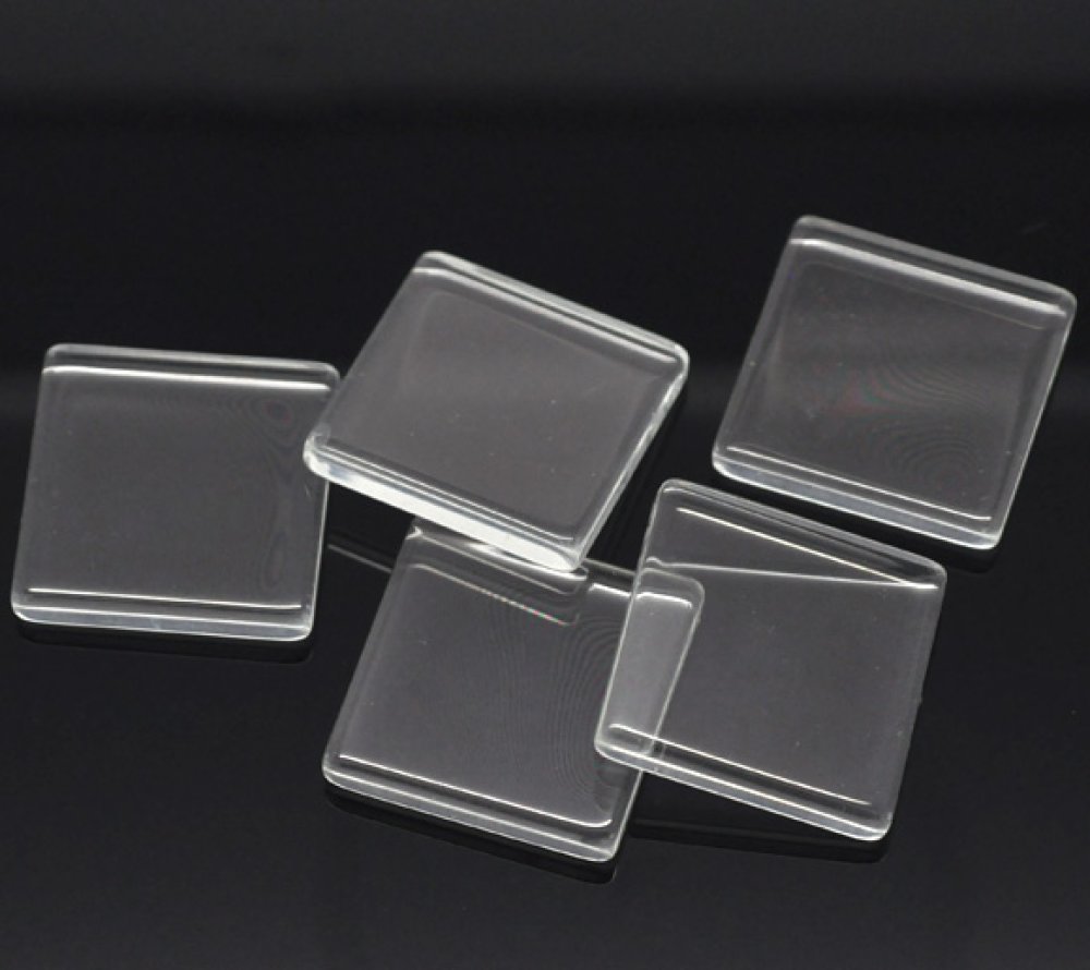 Cabochon Square 25 x 25 mm in glass Tile transparent No. 29